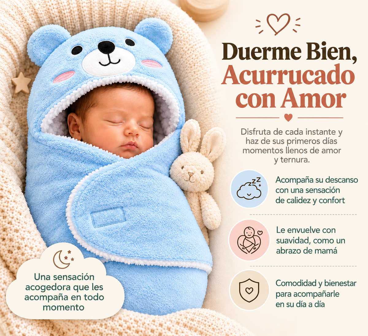 Arrullo para bebé efecto abrazo de mamá